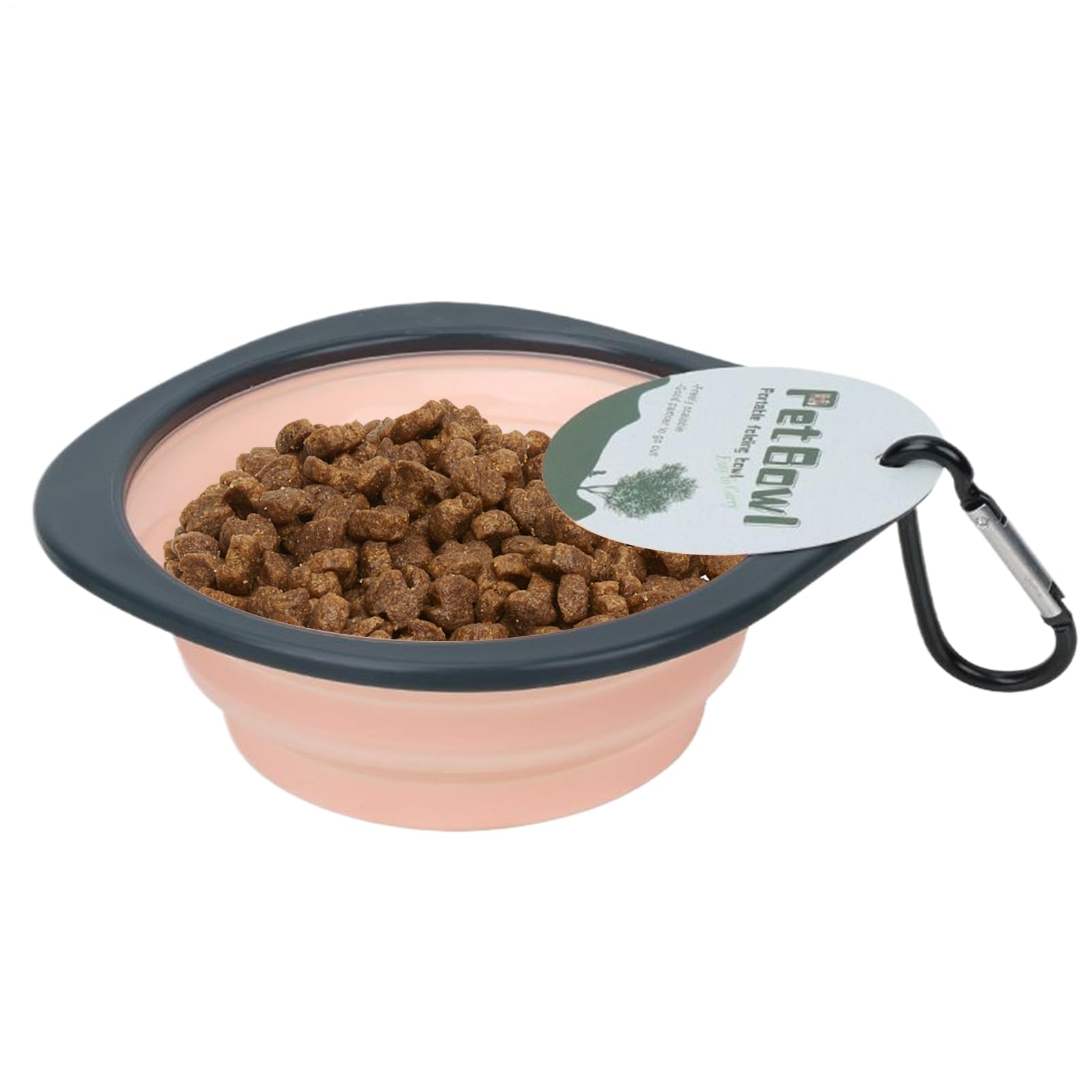 Foldable Dog Bowl, Portable Water Bowl Folding Dish, Food Container Feeder with Carabiner Clip, Travel-Friendly Pet Watering Dish for Outdoor Hiking, Walking, Camping Use, 15.7x14x1.1cm Blue Pink