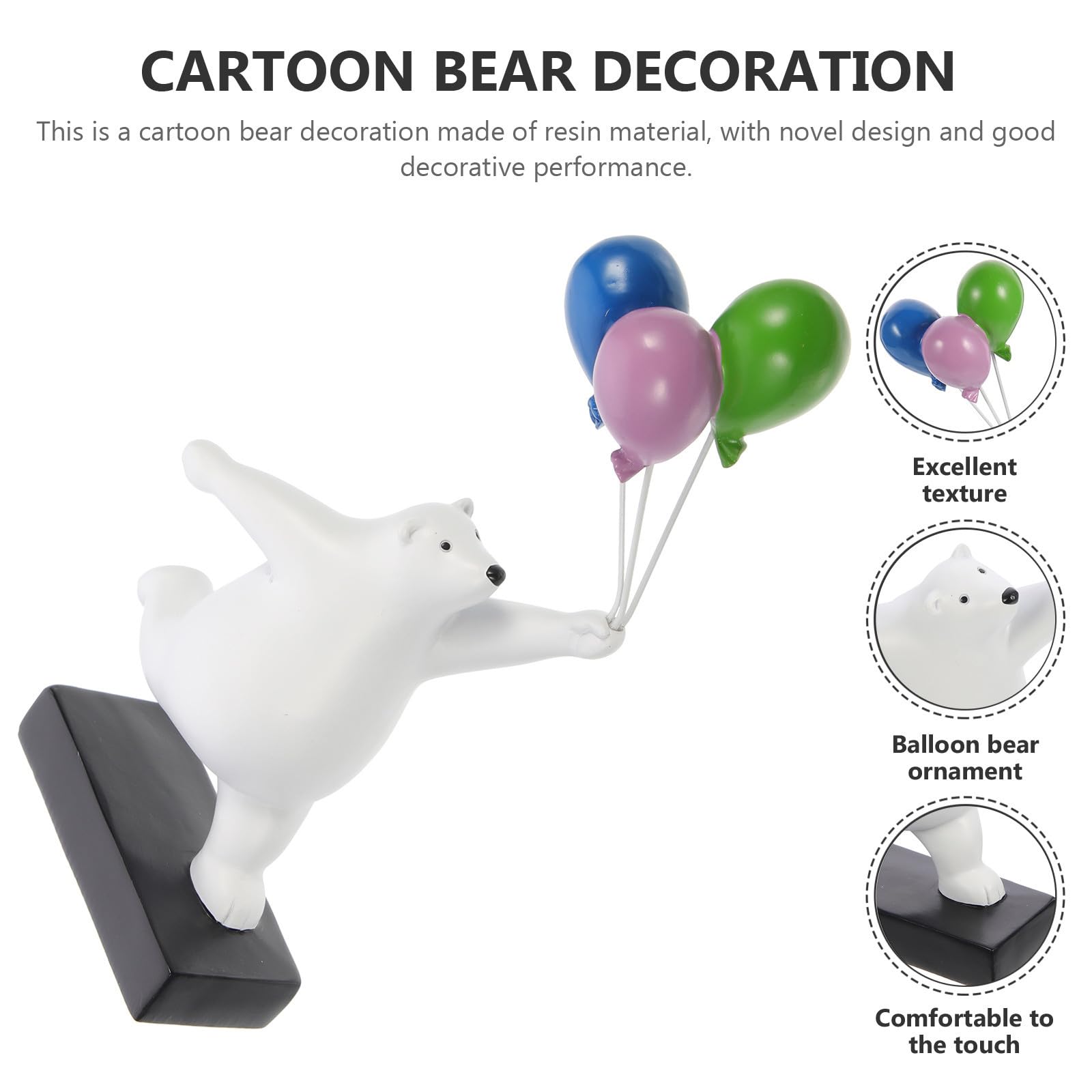 ibasenice Scultura Orso Palloncino in Resina Decorazione per Casa e Camera da Letto, Adorno da Scrivania Design Cartone Animato e Aspetto Vivace