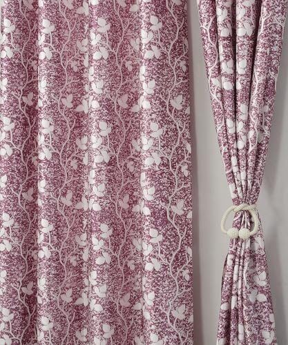 Image of Homefab India 1 Piece Polyester Printed Curtains Room Darkening Panel - Long Door 9 feet, Petals Wine Curtain