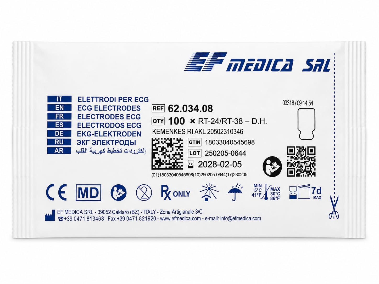 500 Stück EKG-Elektroden & BIA-Elektroden – Einmal-Klebeelektroden – EF Medica RT-24/RT-38