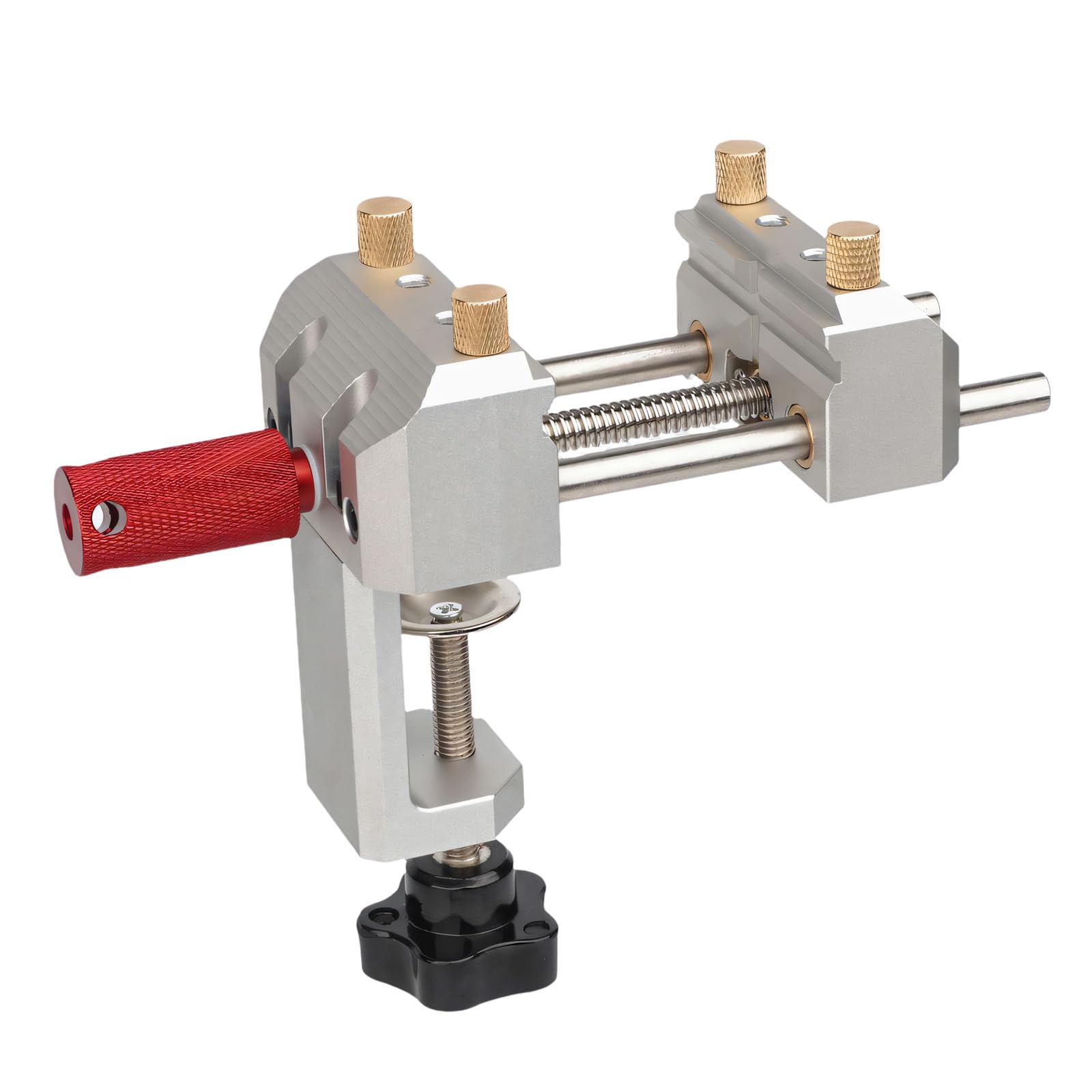 Tornillo de de sujeción de piezas con base de abrazadera, herramienta de trabajo pequeña de metal con giratorio, soporte de guía y configuración compacta para tareas de hobby Abrazadera de