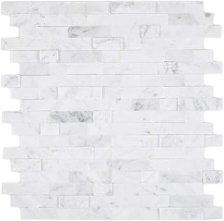 Tapis mosaïque autocollant composite pierre naturelle aspect carrare pour mur, cuisine, carrelage, comptoir, revêtement mural