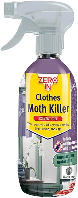 Zero In Clothes Moth Killer 500ml (Chemical-Free Treatment Repels Clothing Moths, Larvae and Eggs)