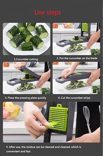 Miniatura 4 de Cortador de verduras y frutas, negro y verde, 4.4 x 12.5 pulgadas (A239)