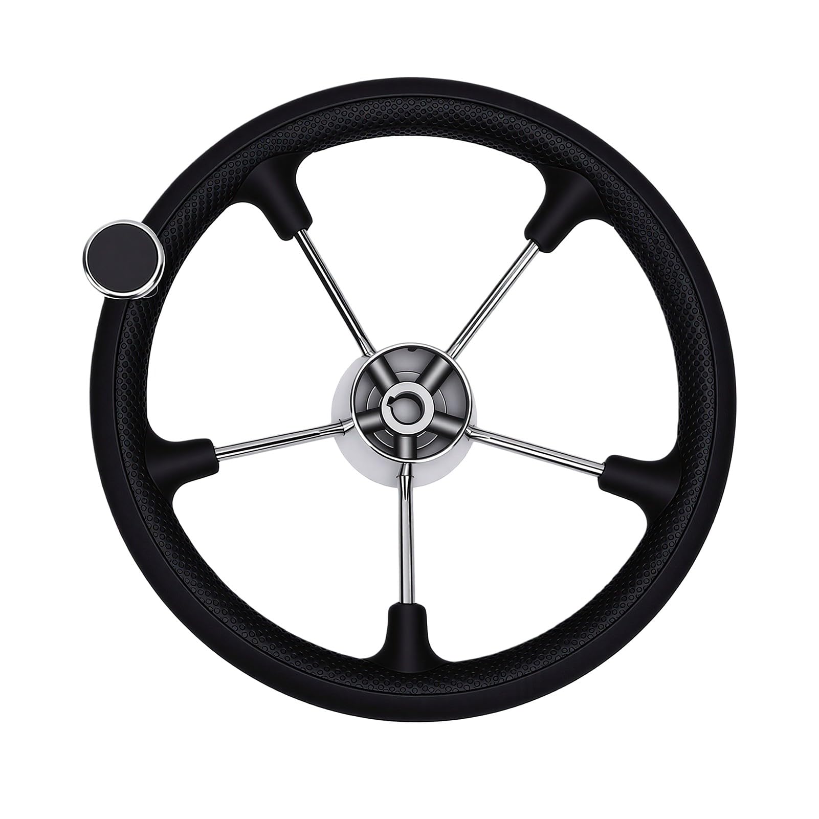 Volante Marino da 13,5 Pollici, Volante per Barca in Acciaio Inossidabile, per Yacht con Impugnatura Antiscivolo, Design a 5 Razze con Fori di Montaggio Standard per