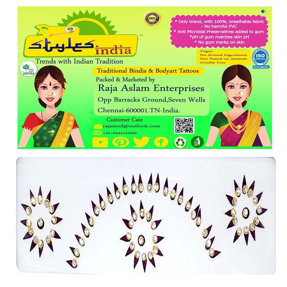 StylesindiaBindi Premium Collection Maroon Color with White Stones 6MM Gobi Tilak Kumkum Bindis for Womens and Girls (Pack of 60 Bindi Spots) (5MM-Gobi-Stone-Maroon-02)