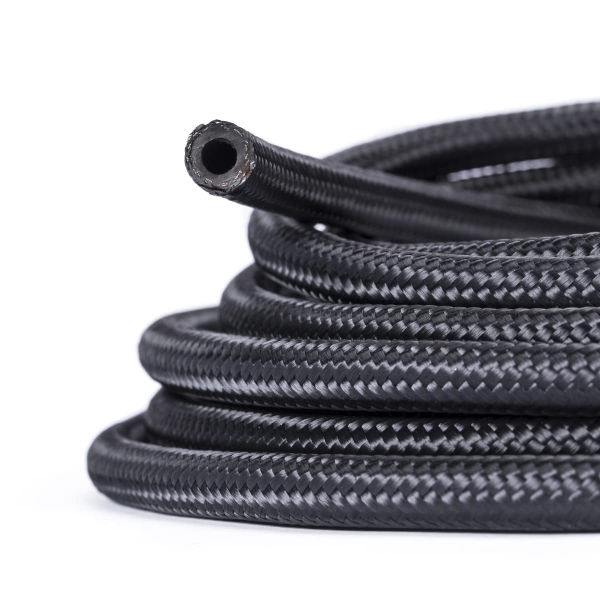 8AN 20FT Fuel Line Hose Kit, Nylon Stainless Steel Braided Fuel Line Oil/Gas/Fuel Hose End Fitting Hose with 10PCS Swivel Fuel Hose Fitting Adapter Kit - Black