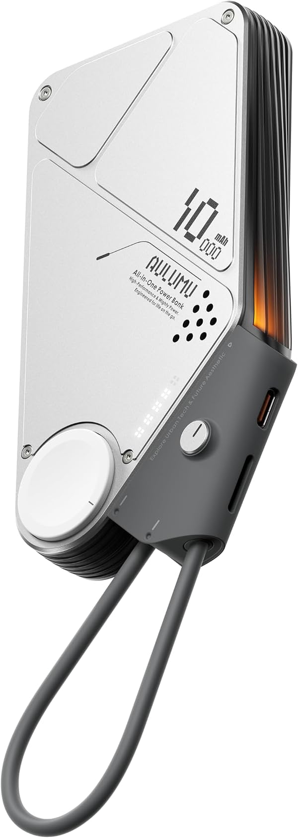 Aulumu M10 Batería magnética portátil | 10,000mAh cargador portátil para iWatch y MagSafe | Cables retráctiles integrados | Aprobada para vuelo, iPhone 17/16, MacBook, Samsung, Apple Watch y más