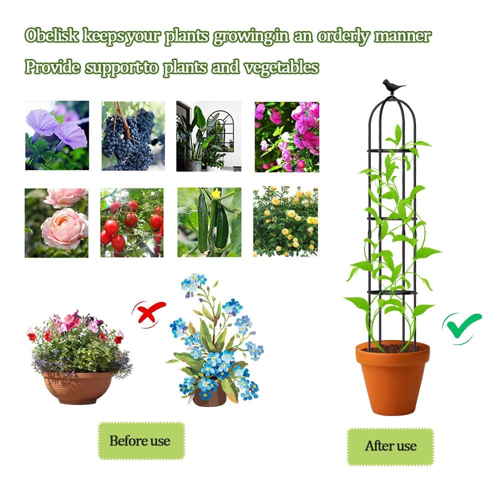 Obélisque de Jardin en Métal pour Plantes Grimpantes Φ21/25/31/35cm Tuteur de Jardin Haut 120/150/160/180/190cm Treillis d'Obélisqu Grow Cage (Color : White, Size : 31x180cm(12.2x71in))