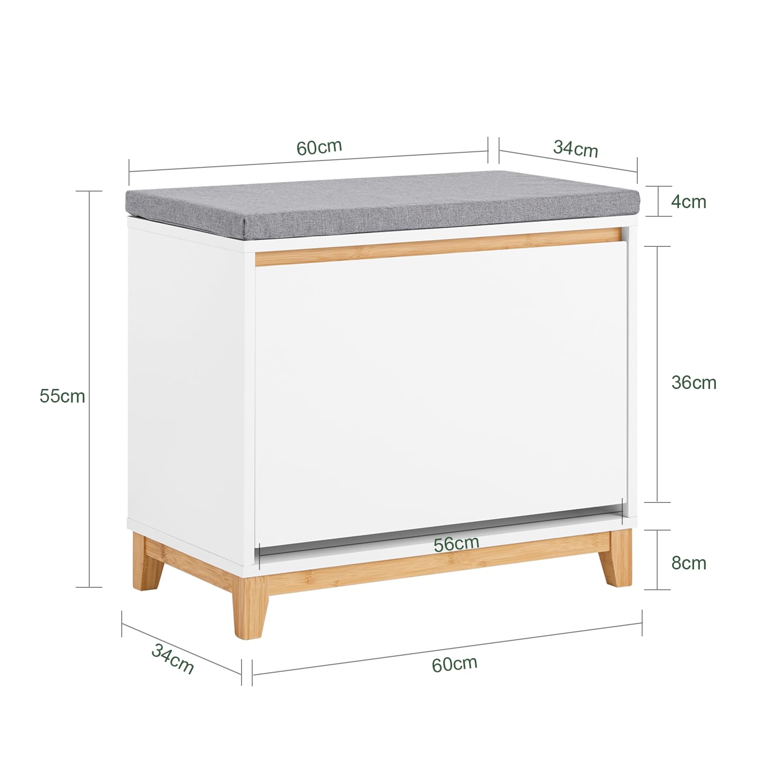 SoBuy Schoenenkast Entree Opbergbank Slank Ruimtebesparend Met Gestoffeerde Zitting Houten Meubel Voor Slaapkamer En Hal Zwart Marmer Effect En Hout 60x24x50cm