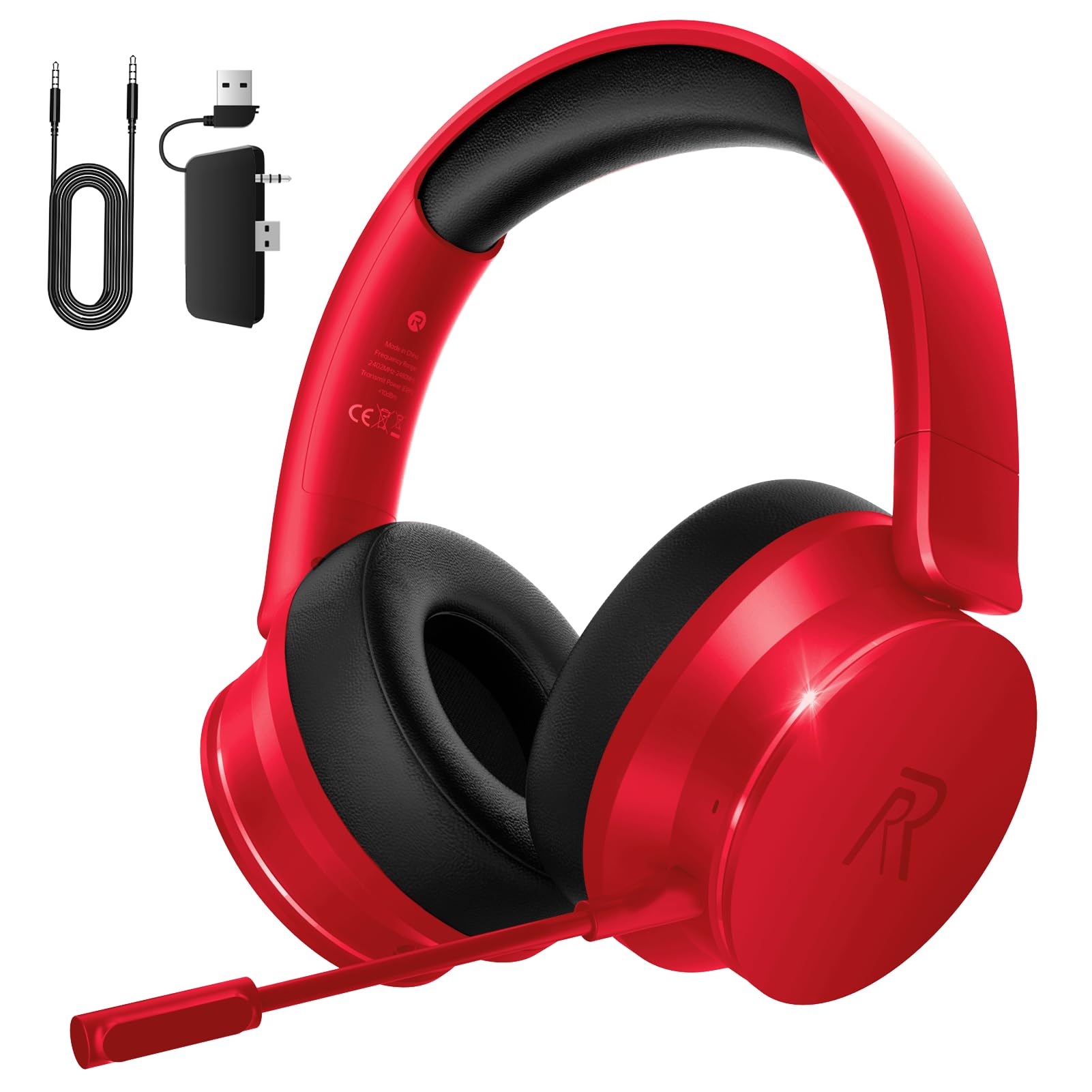 RYR Bluetooth 5.3, 3D Surround Sound, Rotatable Earmuffs, Gaming Headphones with Noise Canceling Microphones