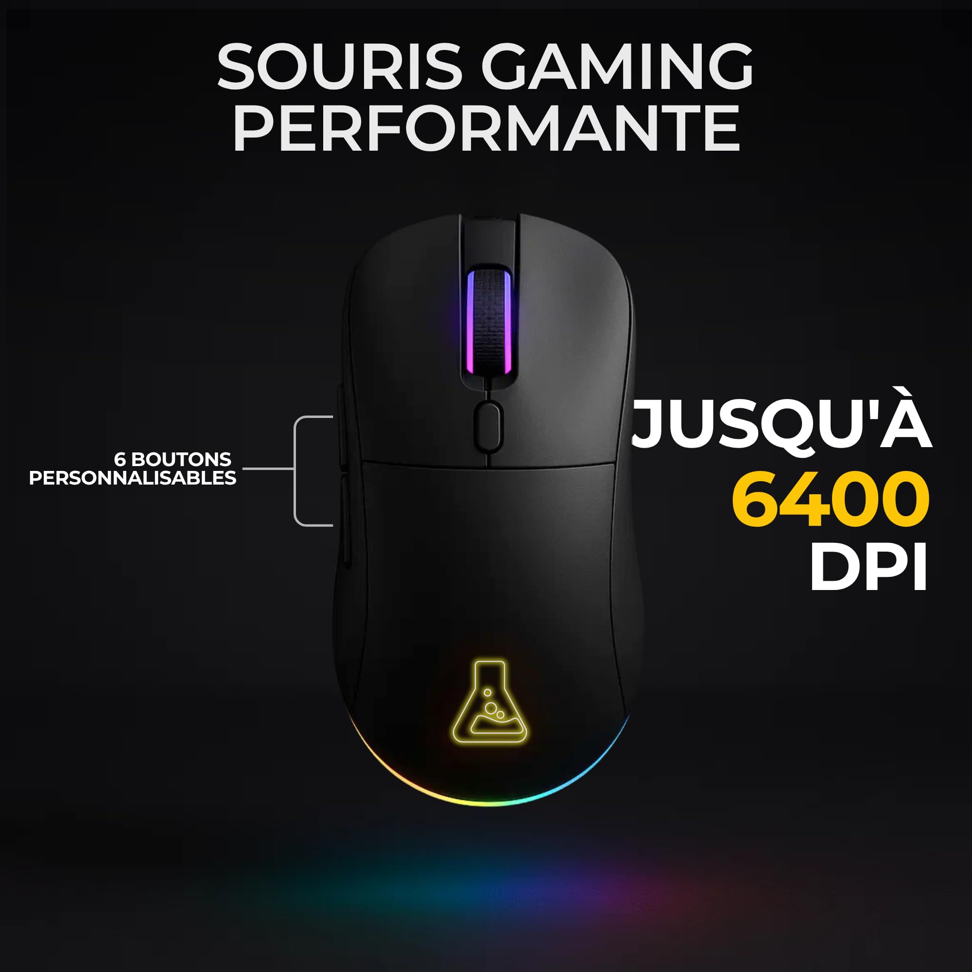 The G-Lab - Tungsten EX Combo - Bezprzewodowa mysz - Potrójne połączenie 2,4 GHz/BT/przewodowe - AZERTY FR Gamer Keyboard RGB & Makra Custom - Bezprzewodowa mysz do gier 6400DPI - PC/PS4/PS5