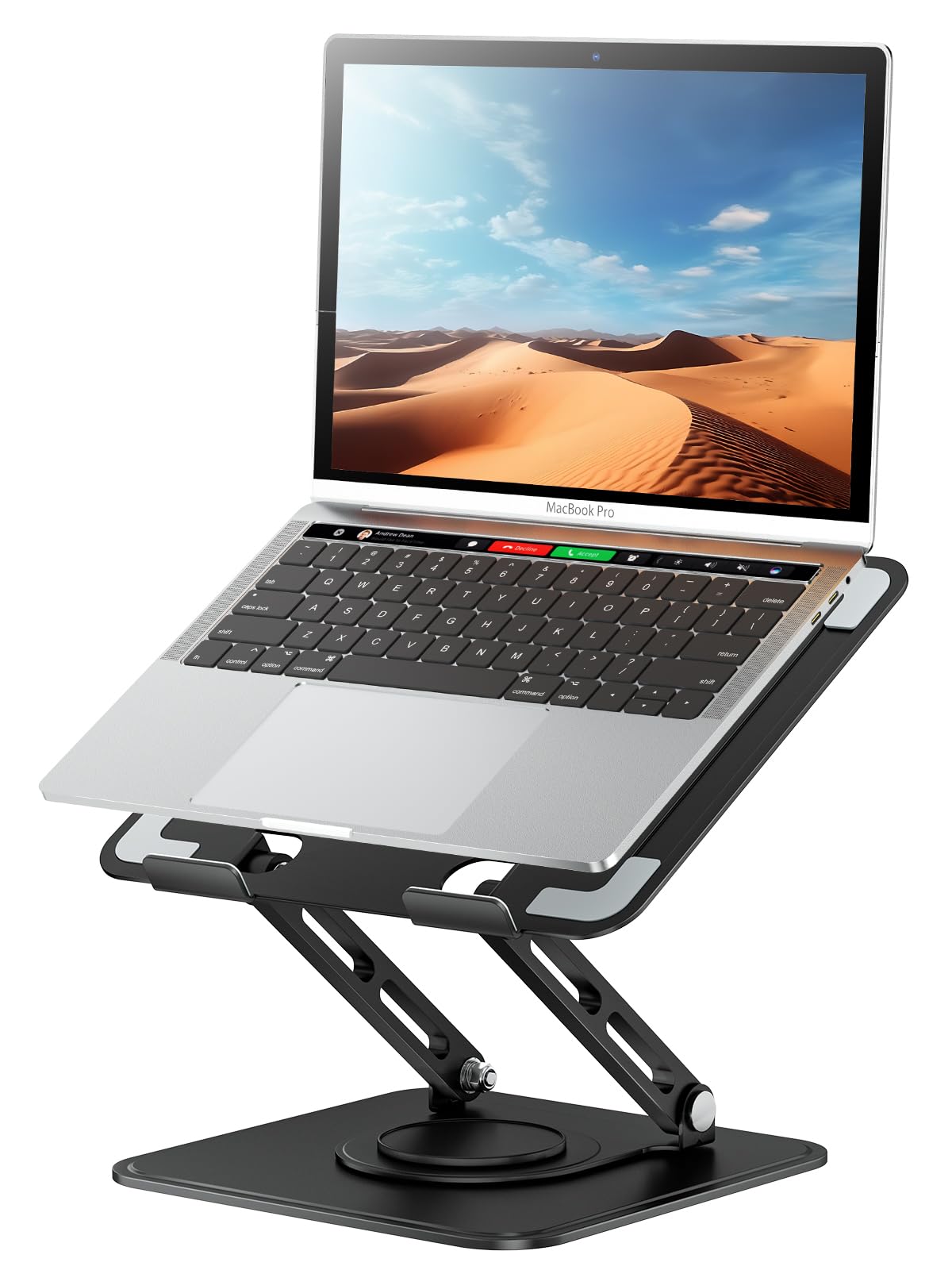 tounee Laptopständer für den Schreibtisch, Verstellbarer Computerständer mit 360°-Drehfuß, ergonomischer Laptop-Erhöhung, kompatibel mit MacBook Pro, Air und Allen Laptops von 10-16 Zoll – Schwarz