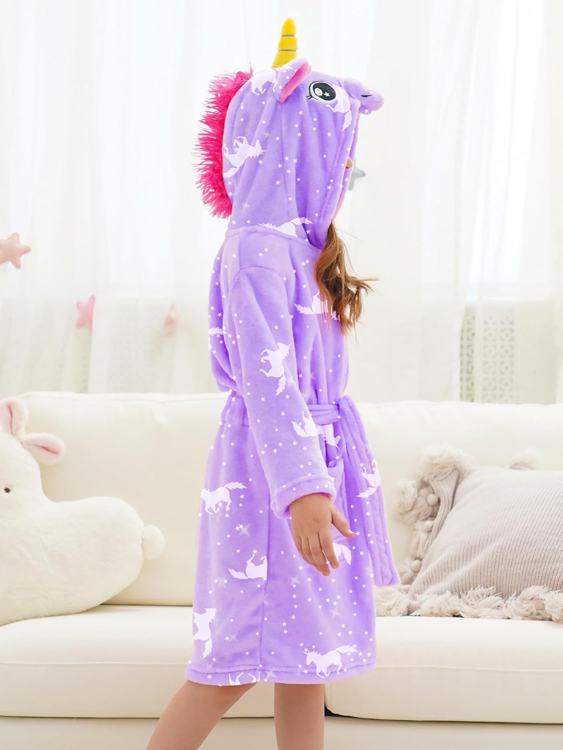 Doctor Unicorn Soft Unicorn Hooded Bathrobe Sleepwear - Unicorn Gifts for Girls - Image 3