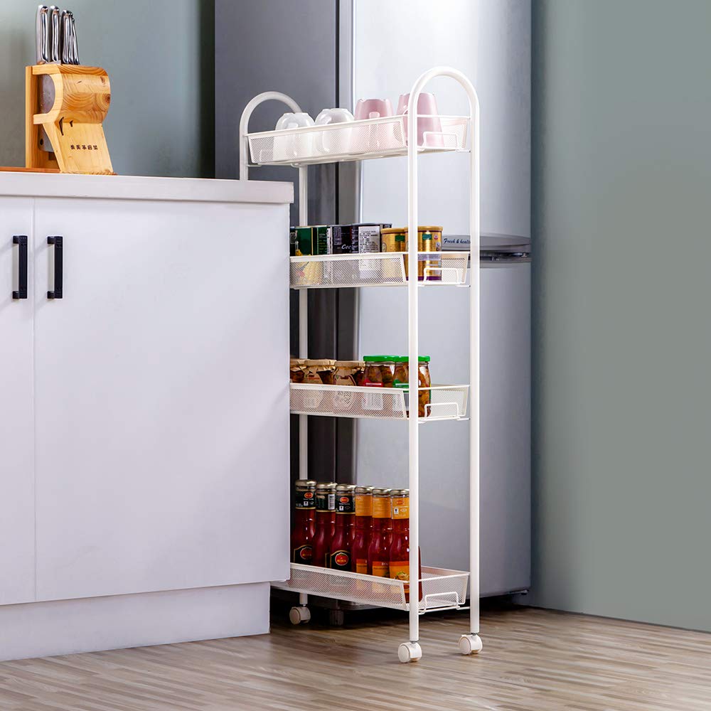 Buy SINGAYE 4 Tier Slim Rolling Cart Kitchen Storage Organizer Mesh Wire Storage Carts with