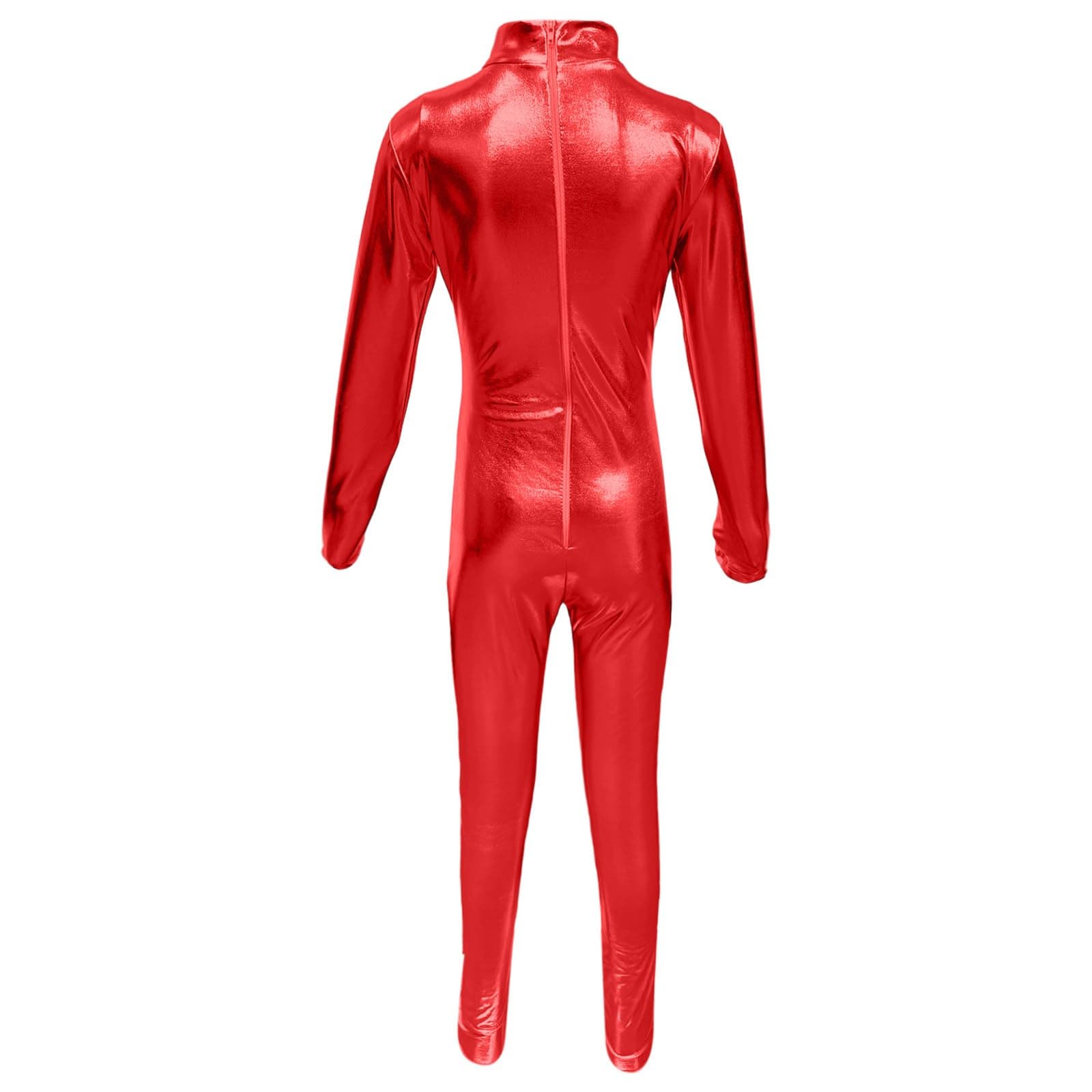 Combinaison Ballet Métallique Enfant Manches Longues – Col roulé sans Pied Zentai Fitness Sport Justaucorps Gymnastique, Tenue Danse, Body Performance n30