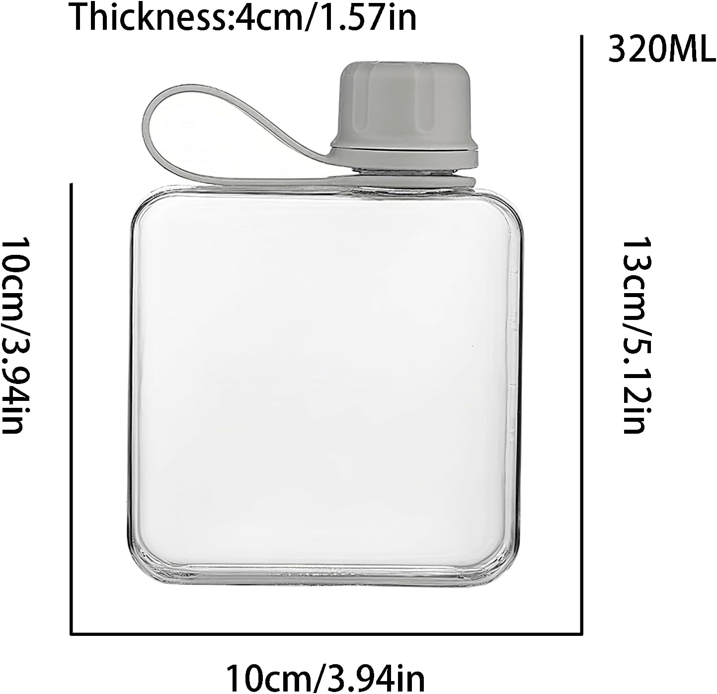 10.8 oz/320 ml Flat Travel Water Bottle, BPA Free Tritan Reusable Plastic Water Bottles Square Plastic Flask Pocket for Camping, Fitness, Outdoor Sports, Fits Purse and Pocket - Image 2