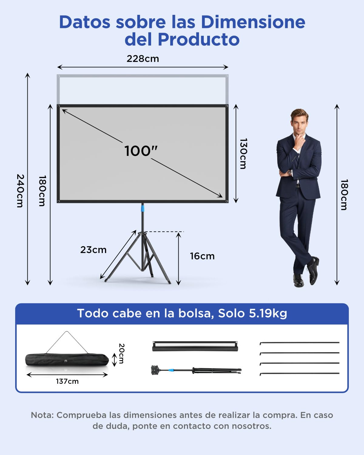 VISULAPEX 100 "Pantalla de proyección con soporte de pantalla videoproyector