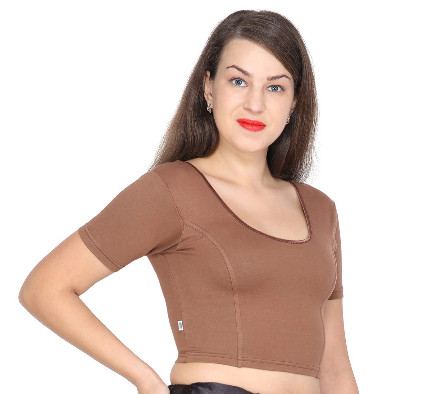 FEMULA Anjali Half Sleeves Cotton Blouse (Brown, 40) 1