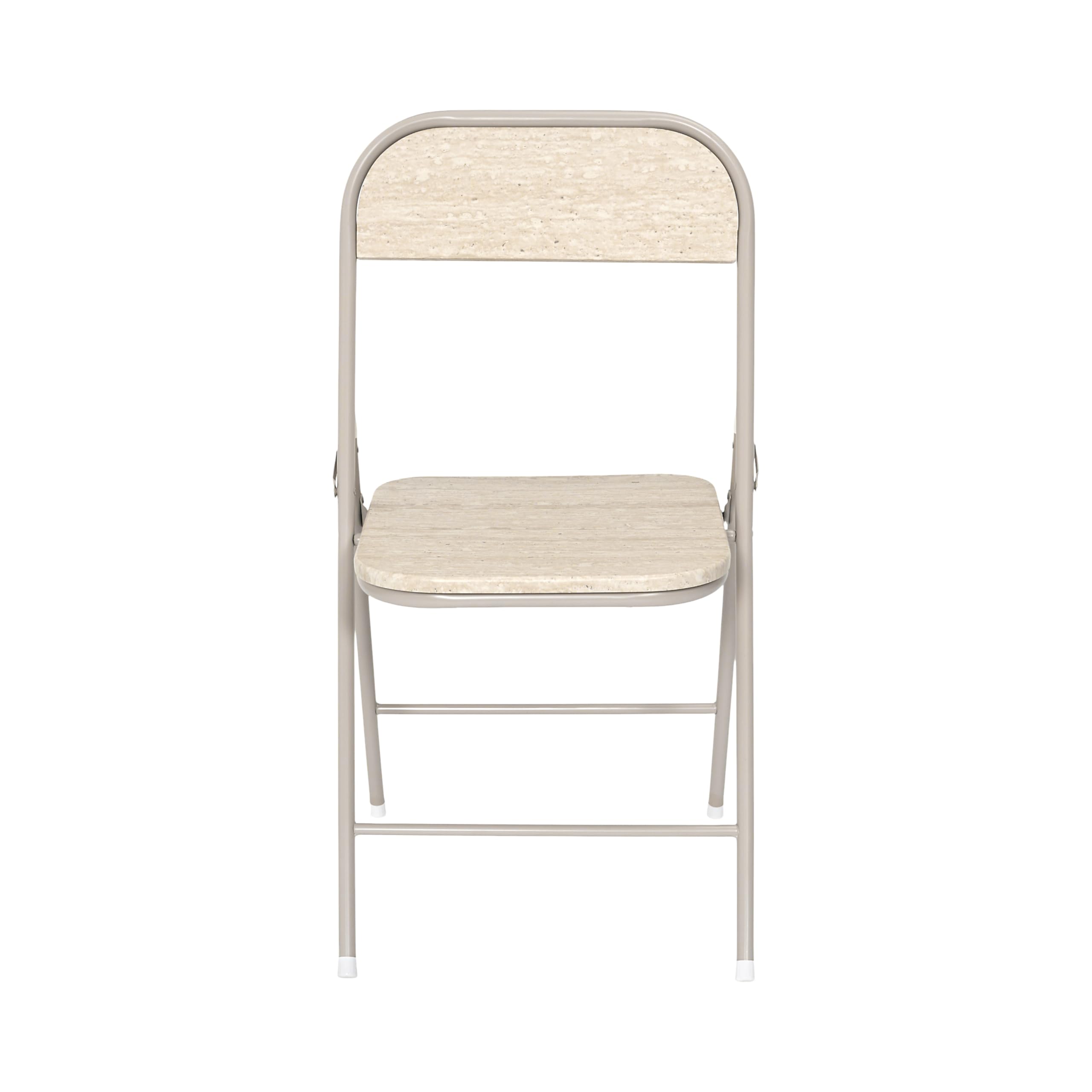 HOME DECO FACTORY - HD7753 - Chaise Pliante Terra Nova - Structure en Métal Clair - Assise et Dossier en Bois - Design Moderne et Compact - Idéale pour Salon - Salle à Manger ou Bureau - Beige