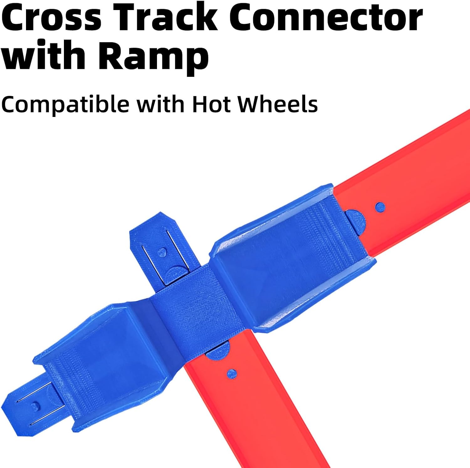 K TOMOTO Cross Shape Racetrack Connectors with Ramp Compatible with Hot Wheels Track, Track Builder Pieces, 1 Pack