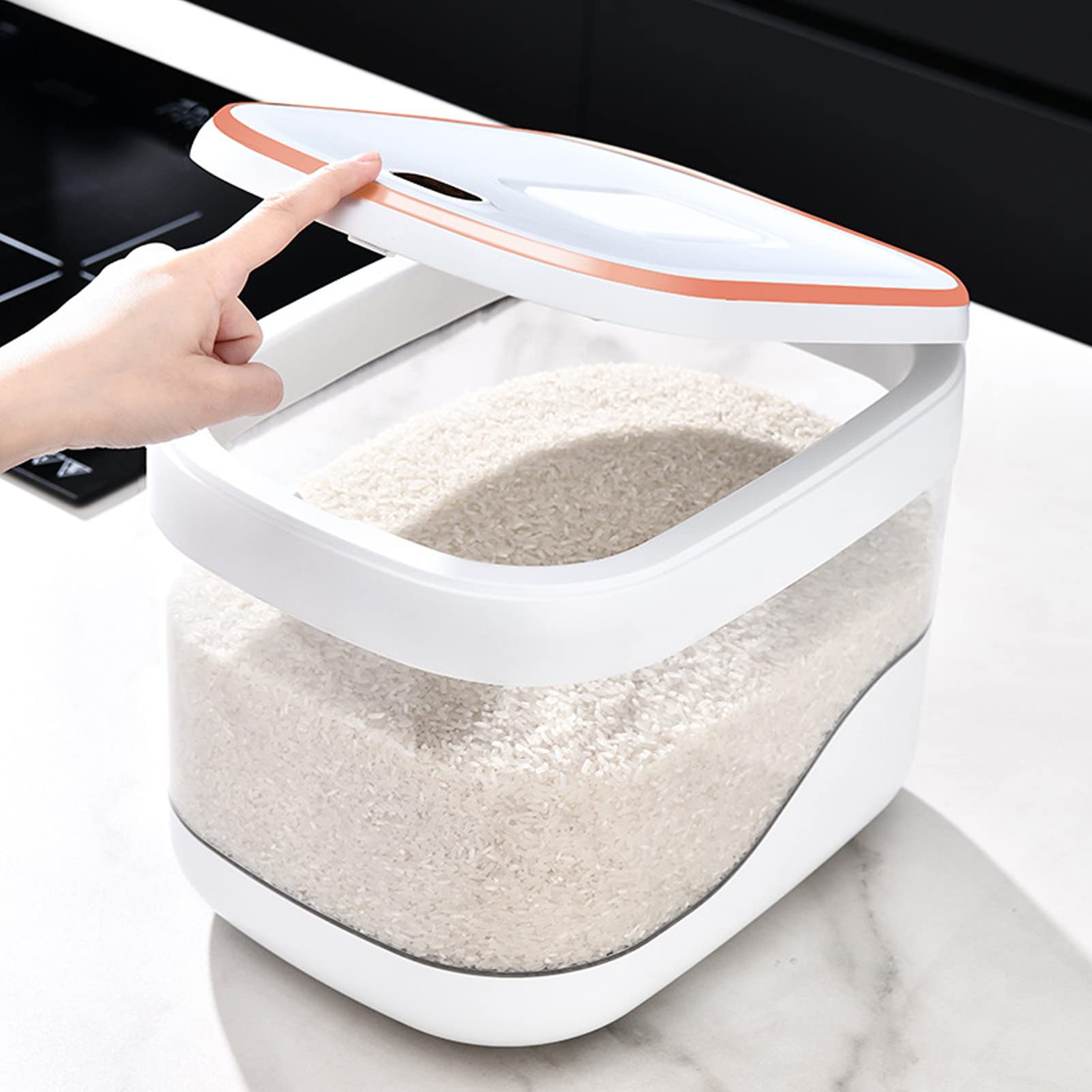 Contenedor de Almacenamiento de Arroz de Gran Capacidad, Bote de Arroz Higiénico para Restaurante en Casa, Cubo de Arroz Tipo Prensa (10KG)