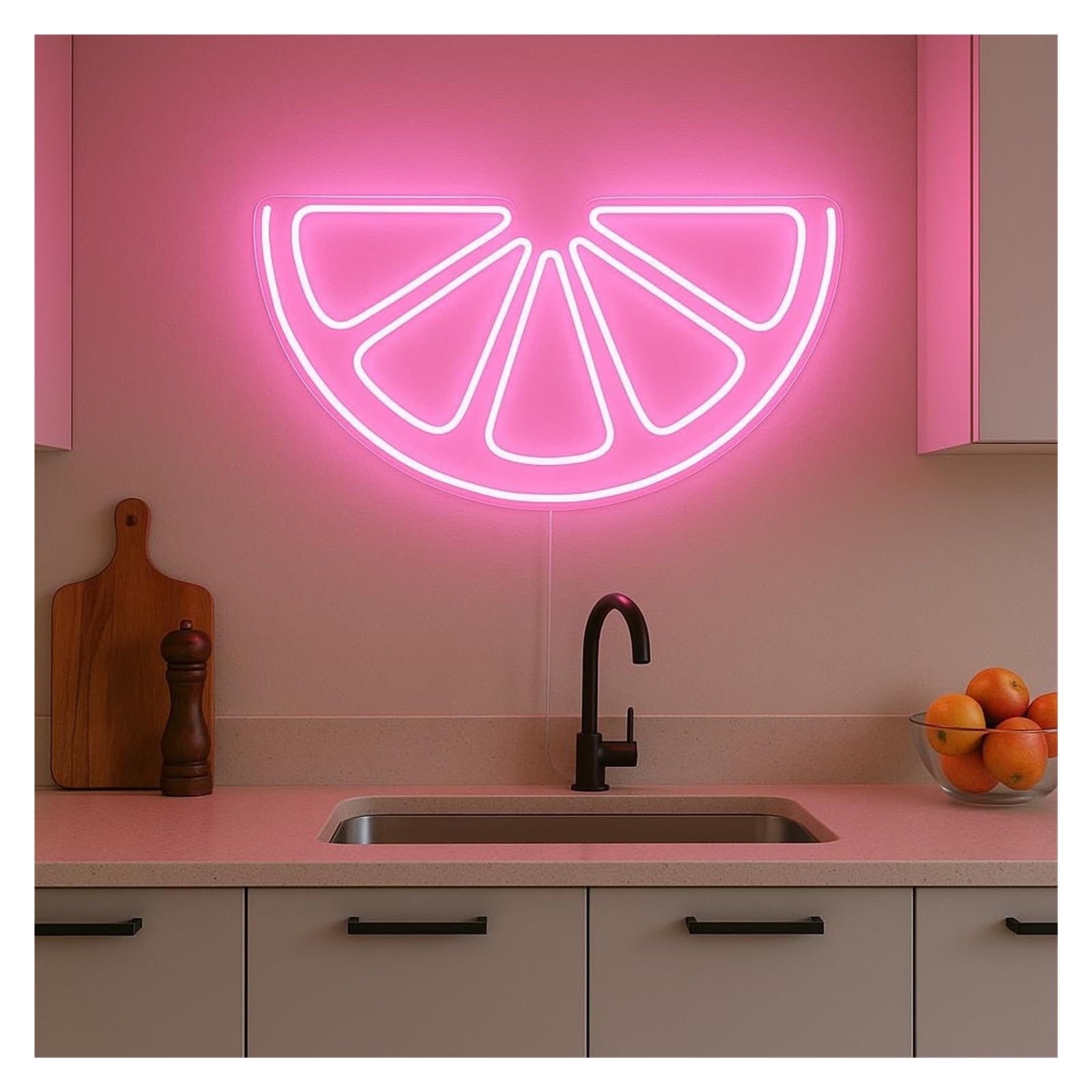 Shouxi C Sign Lamp Lemon Slice Neon Sign, Suitable For Fruit Shop Or Bar Wall Decor With Dimmable 51Cm
