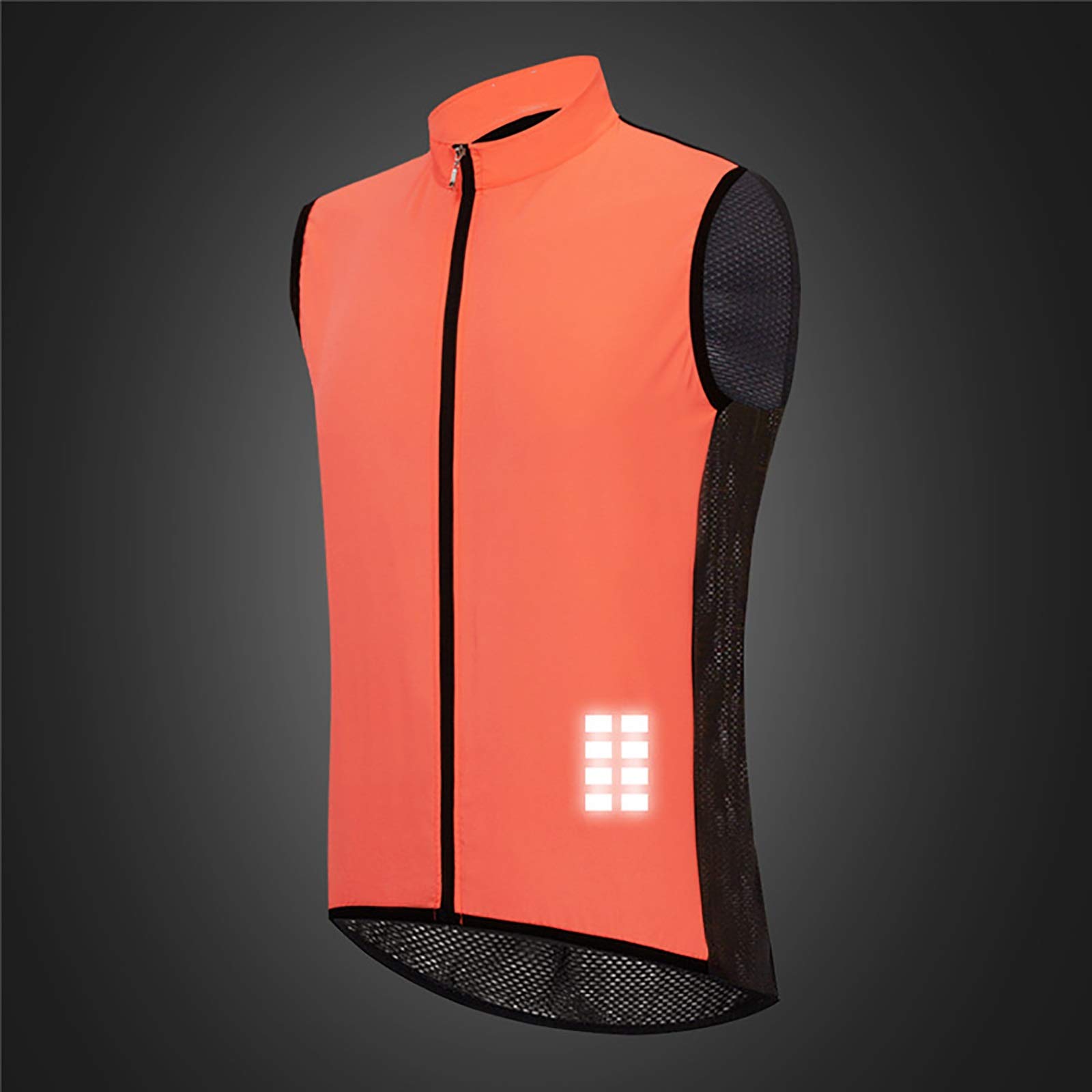 LXC Hombres Chaleco Ciclismo Impermeable Respirable Sin Mangas Chaleco MTB con Tira Reflectante (Color : Orange, Size : X-Large)