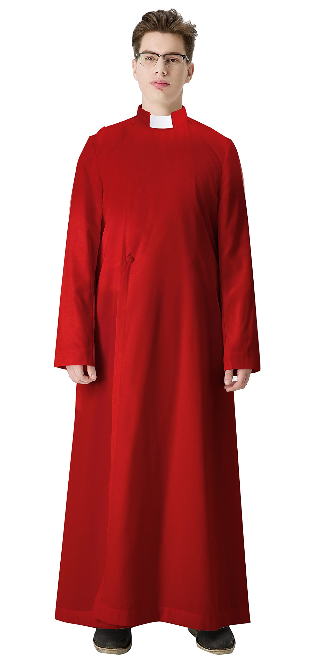 IvyRobes Unisex Clergy Cassock Robe for Men Women Pulpit Anglican Priest Vestments Chasubles Red 48(S)