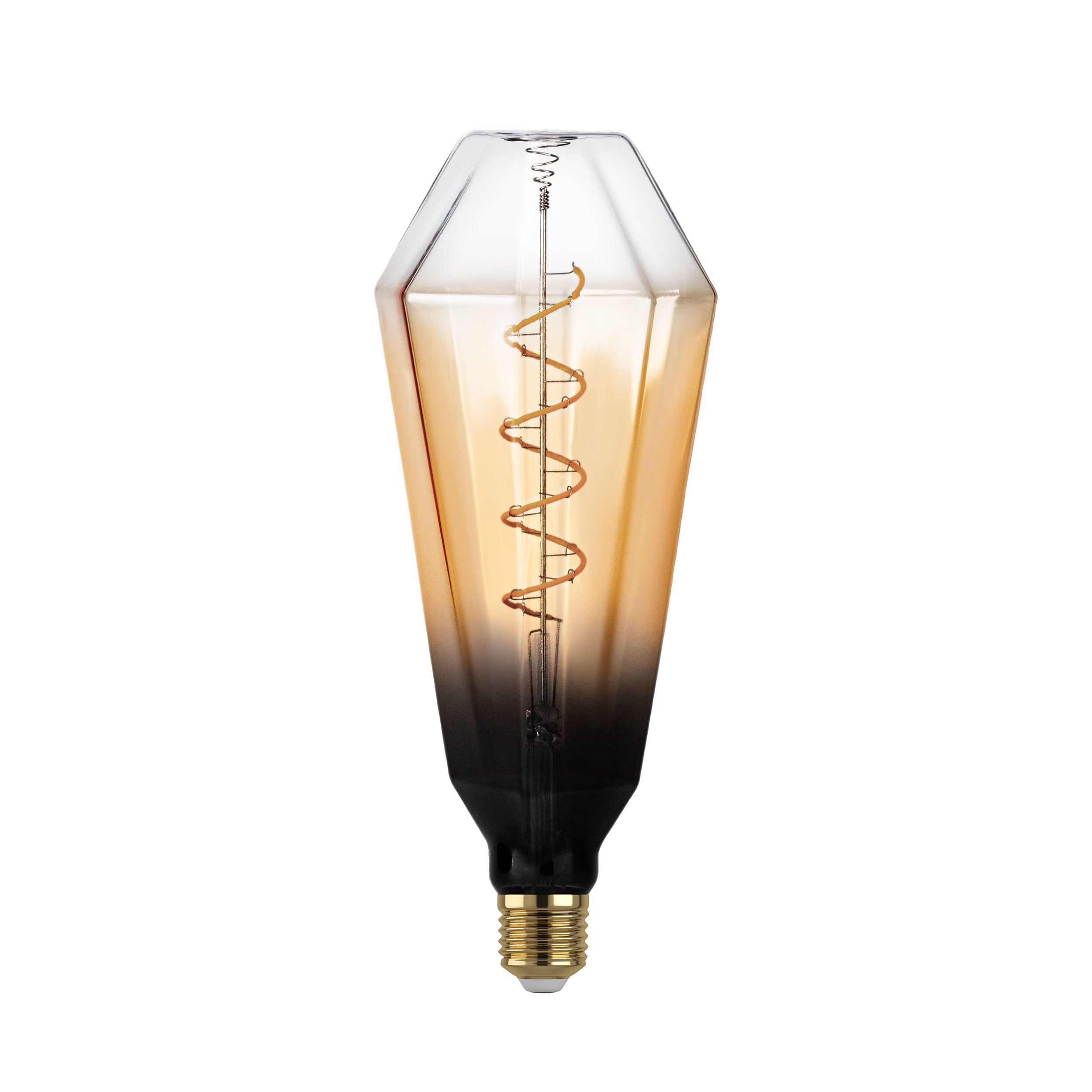 EGLO XXL E27 lampa ściemnialna, spiralna żarówka LED retro duży rozmiar, ekstra duży vintage dekoracyjny źródło światła w żółtym i czarnym, 4 W, 120 lumenów, ciepła biel, 1700 K, długość 24,5 cm