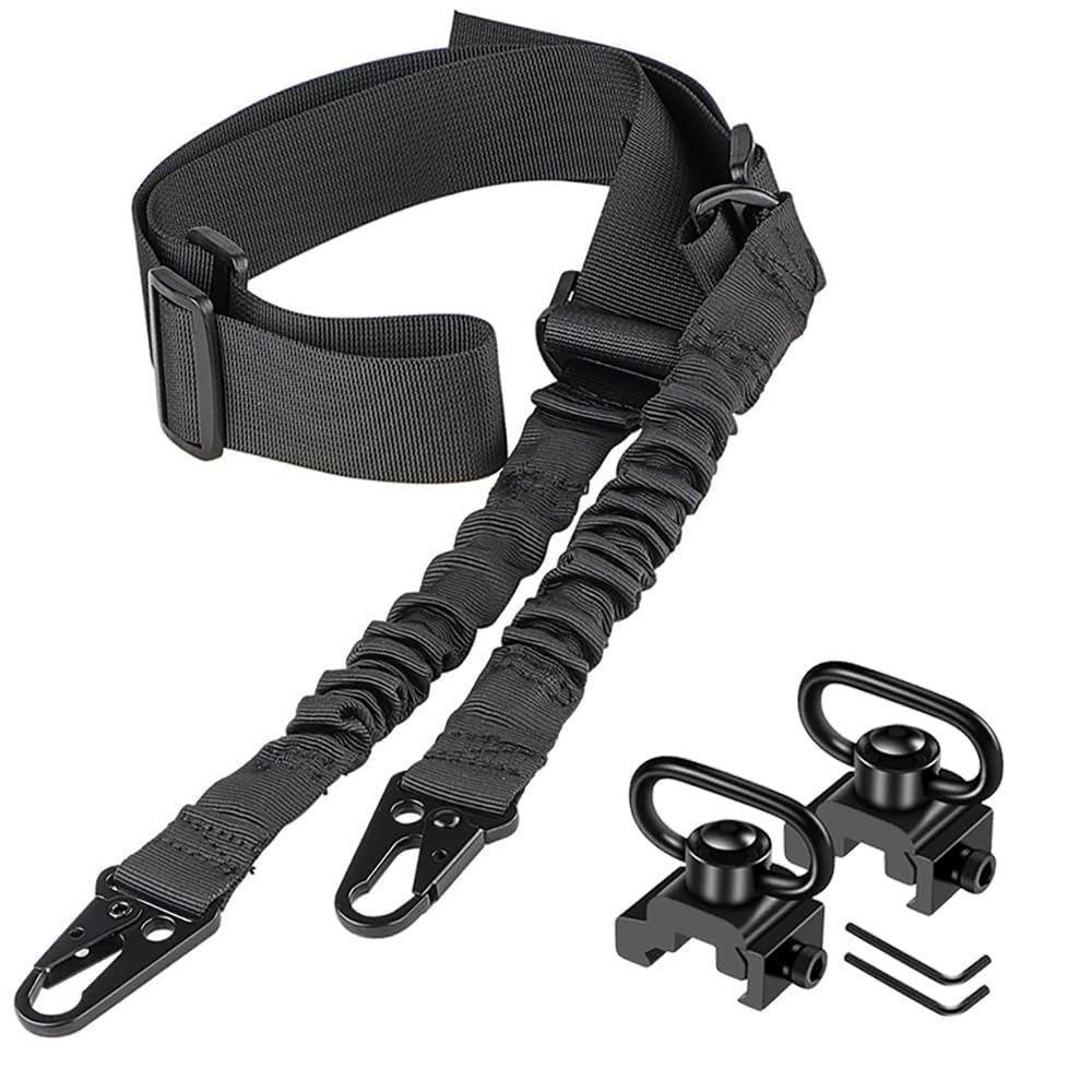 Taktischer Zweipunkt-Sling-2er-Pack Picatinny QD-Schling-Schwenk halterungen Verstellbarer Schulter Gurt für Gewehre-Schnell Spanner und Montage Basis inklusive