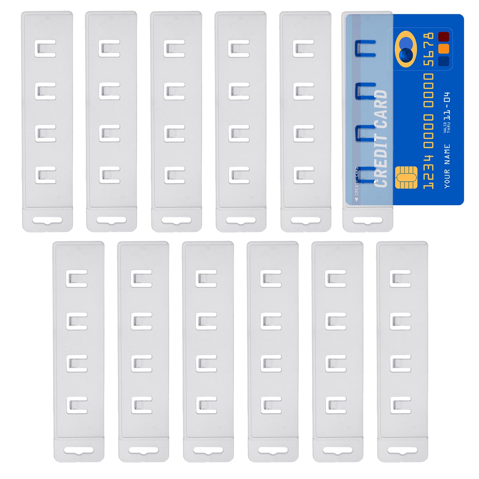 NICENEEDED 12 Pcs Half Card Badge Holders, Rigid Plastic Horizontal Swipe ID Badge Holders Sleeves