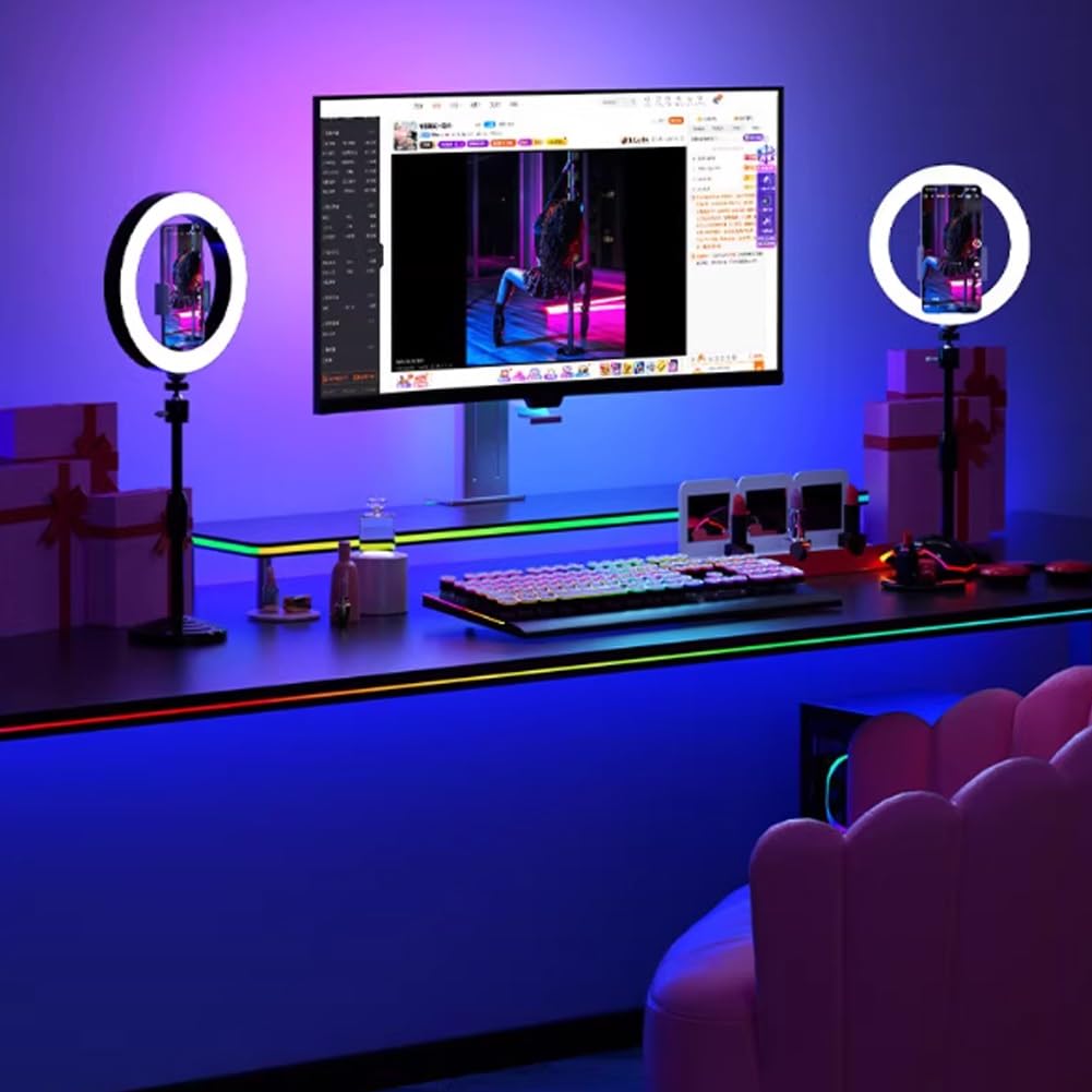 Oświetlenie LED do telewizora, taśma świetlna LED do telewizora, komputerowa taśma świetlna otoczenia dekoracja do salonu gier stołowych podświetlenie monitora ze zmianą koloru wyświetlacza (dla 31