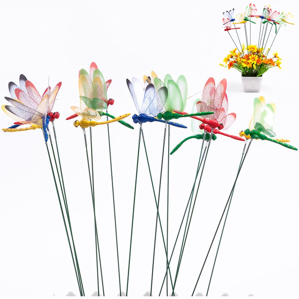 10 Stück Libellen-Gartenstecker – Dekorative Libellenpfähle Für Blumentöpfe, Beete & Garten, Aus PVC, 25 Cm Lang, Wasserfest
