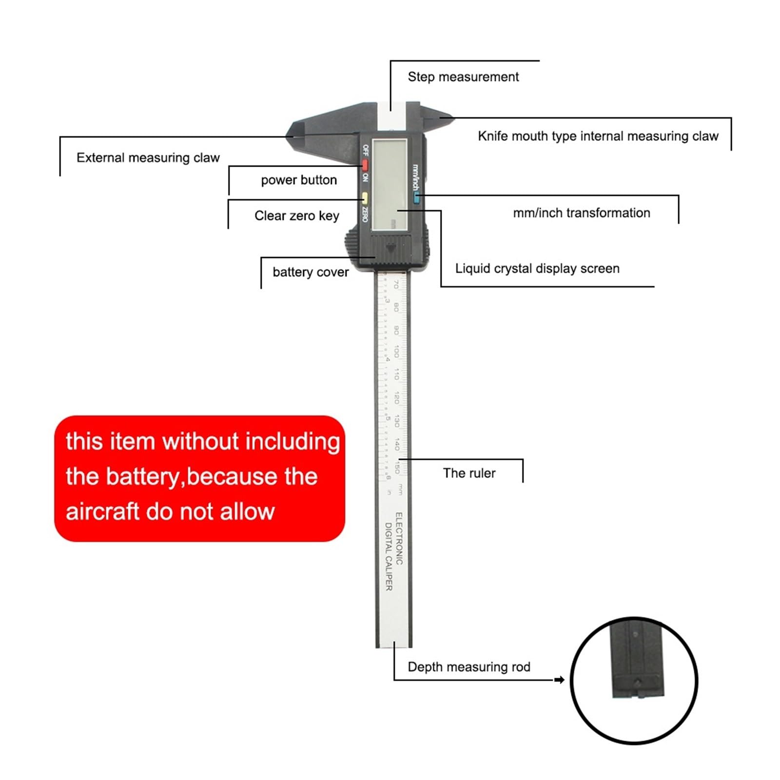 Suwmiarki z noniuszem 100/150mm 4/6 Cal LCD cyfrowy elektroniczny noniusz z włókna węglowego suwmiarka mikrometr narzędzie pomiarowe 1m taśma miernicza(Black 150 tape)