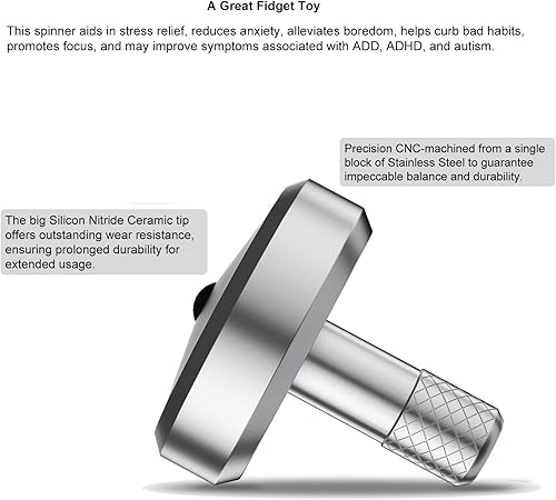 Miniatura 8 de DjuiinoStar Parte superior giratoria de titanio de alta calidad tallo alargado, fácil de girar, rendimiento decente (4-7 minutos), mecanizado CNC,