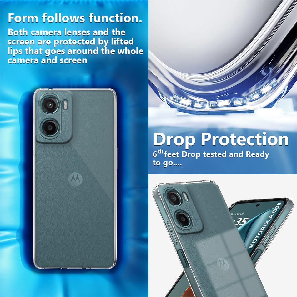 Image of Fashionury Crystal Clear Case for Motorola G05 | Yellowing Resistance | Transparent TPU Silicone | Raised Camera Lips | Slim Transparent Cover