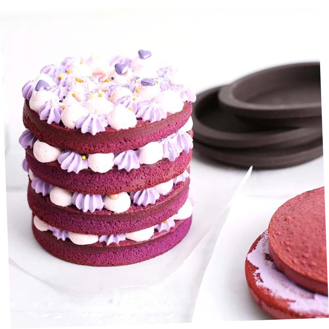 Abaodam 12stücke Runde Silikon Backform Für Fondant Und Kekse Antihaft-kuchenform Für Schokoladen Und Dessert-herstellung Farbvariationen