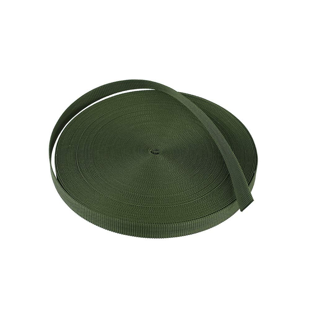 Heavy Duty Polypropylene Webbing Strap Tape For Rucksack Backpacks Luggage Cargo Strapping, Belts - 25m/ 50m - (Army Green, 25mm) (Size : 25m)