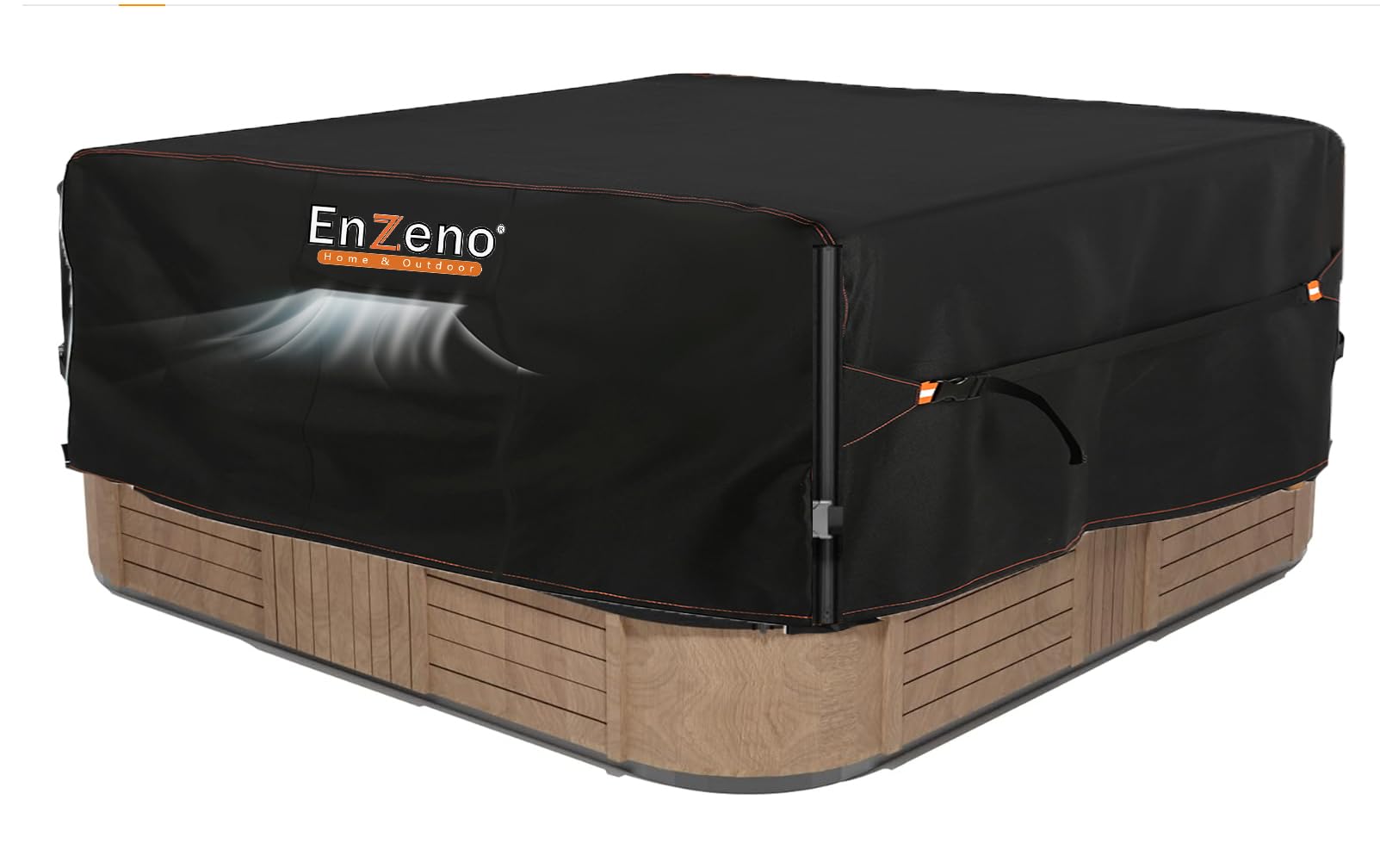 EnzenoOutdoor SPA Hot Tub Cover Waterproof Square 90 x 90 inch fit 89 x 89 or 88 x 88 or 87 x 87 420D Heavy Duty Cub Hot Tub Lid Protectors Protective Cover Cap