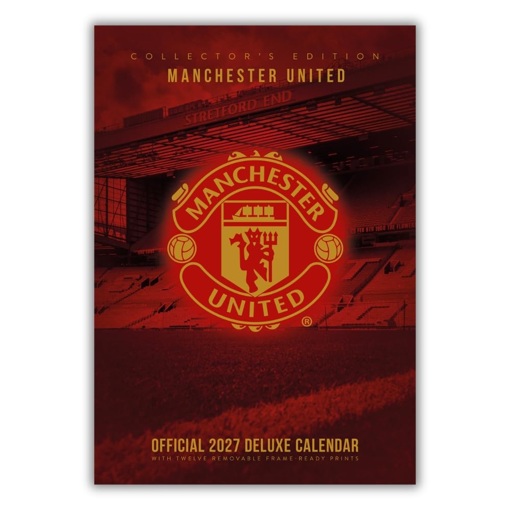 Manchester United FC 2027 A3 Deluxe Wall Calendar Official Licensed Football Club Calendar, Premium Illustrated Artwork, Monthly Layout, Removable Poster Pages, Large A3 Format, Gift for Man Utd Fans