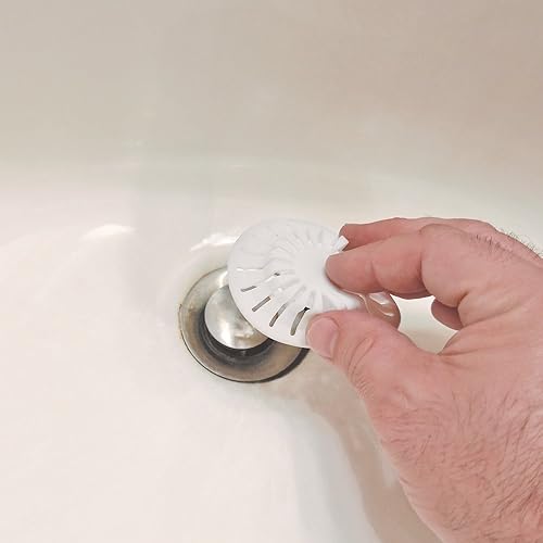 Miniatura 2 de DANCO Colador universal para lavabo de baño con ventosa y trampa  Para tapones emergentes  Blanco  Paquete de 2 (10769)