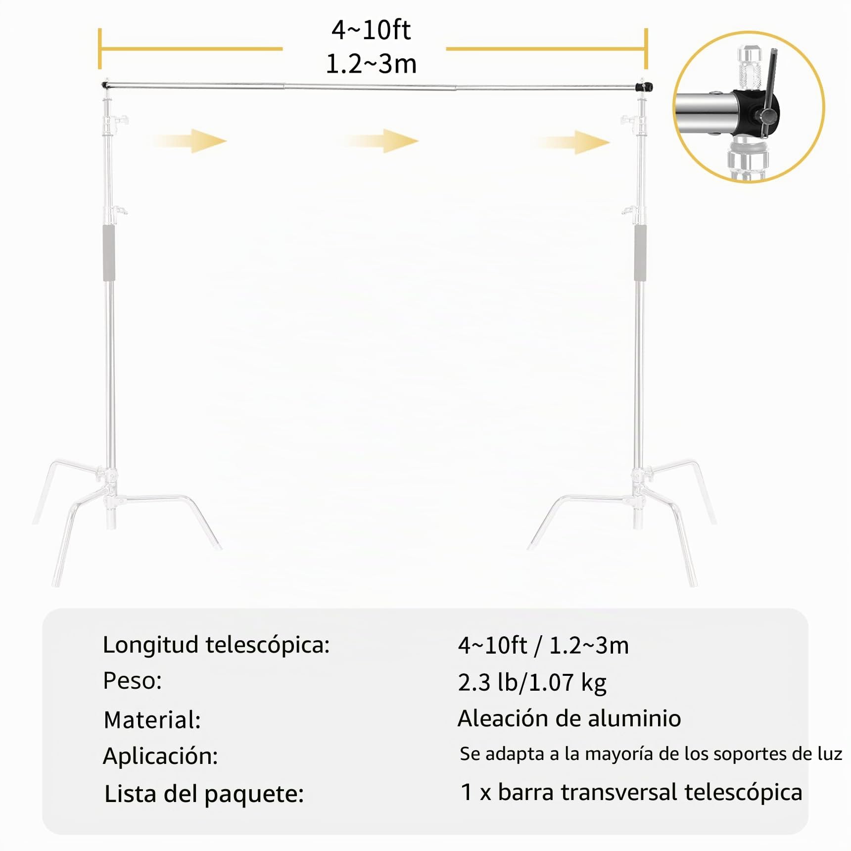Selens 120-300 cm Soporte de Fondo Barra Transversal Ajustable Soporte de