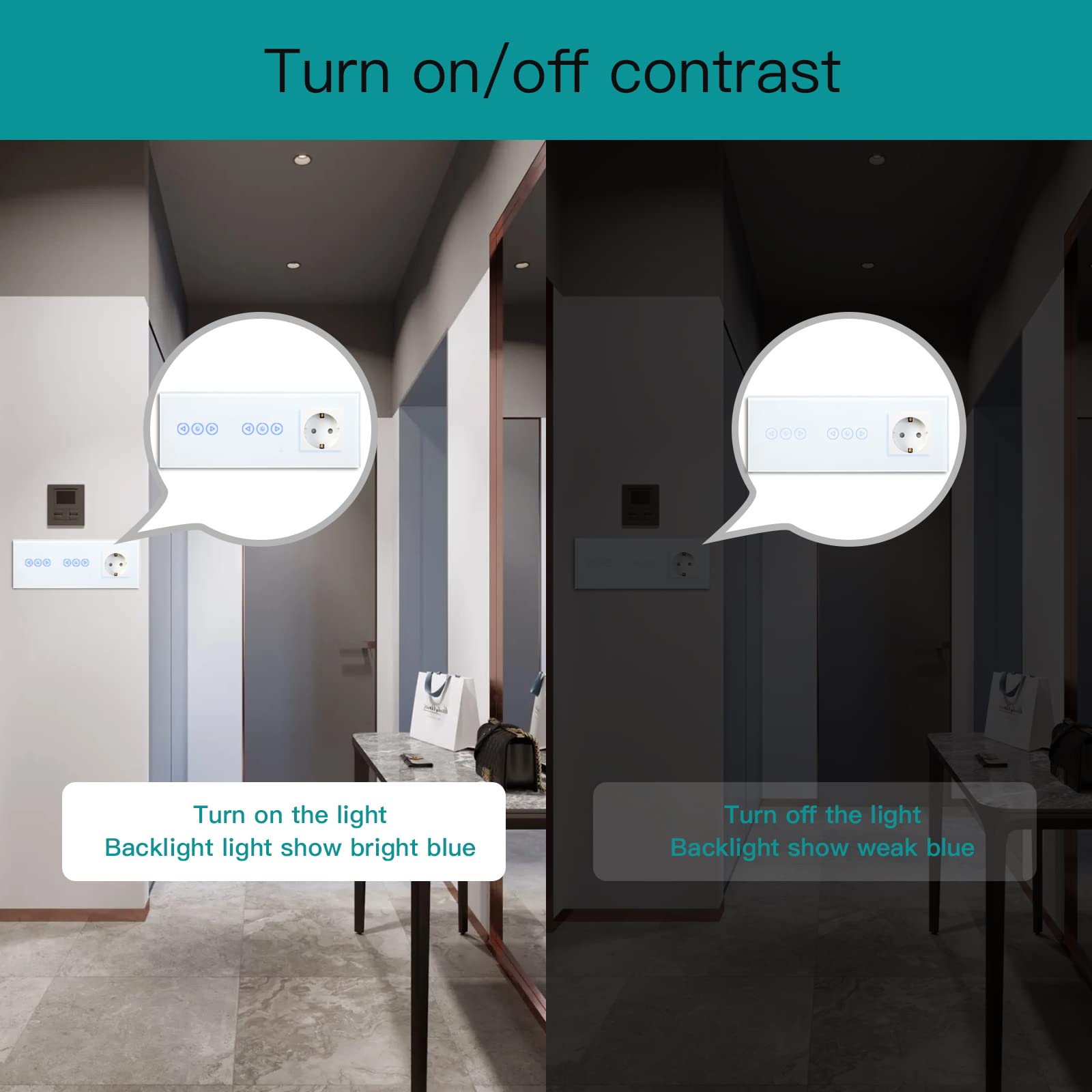 BSEED 16Amp Normal Steckdose mit Doppelt Smart Alexa Dimmer Lichtschalter Glas Wifi Touch Dimmerschalter (Neutrale Leitung benötigt)1 Fach 1 Weg, Kompatibel mit Tuya/Google Home/SAMRT LIFE Weiß