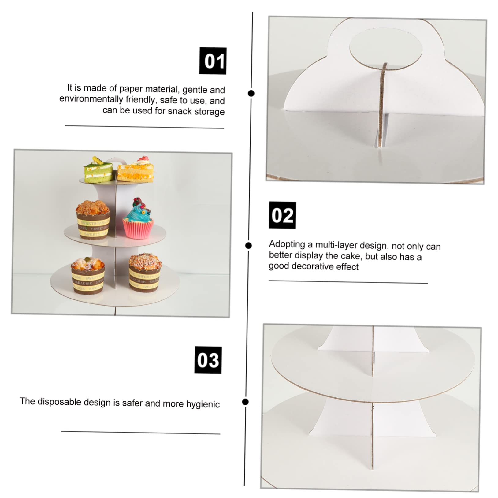 GRIRIW 2pcs Paper Cake Stand Multi Layer Dessert Display Rack for Weddings Parties Events Safe Convenient Snack Storage Presentation