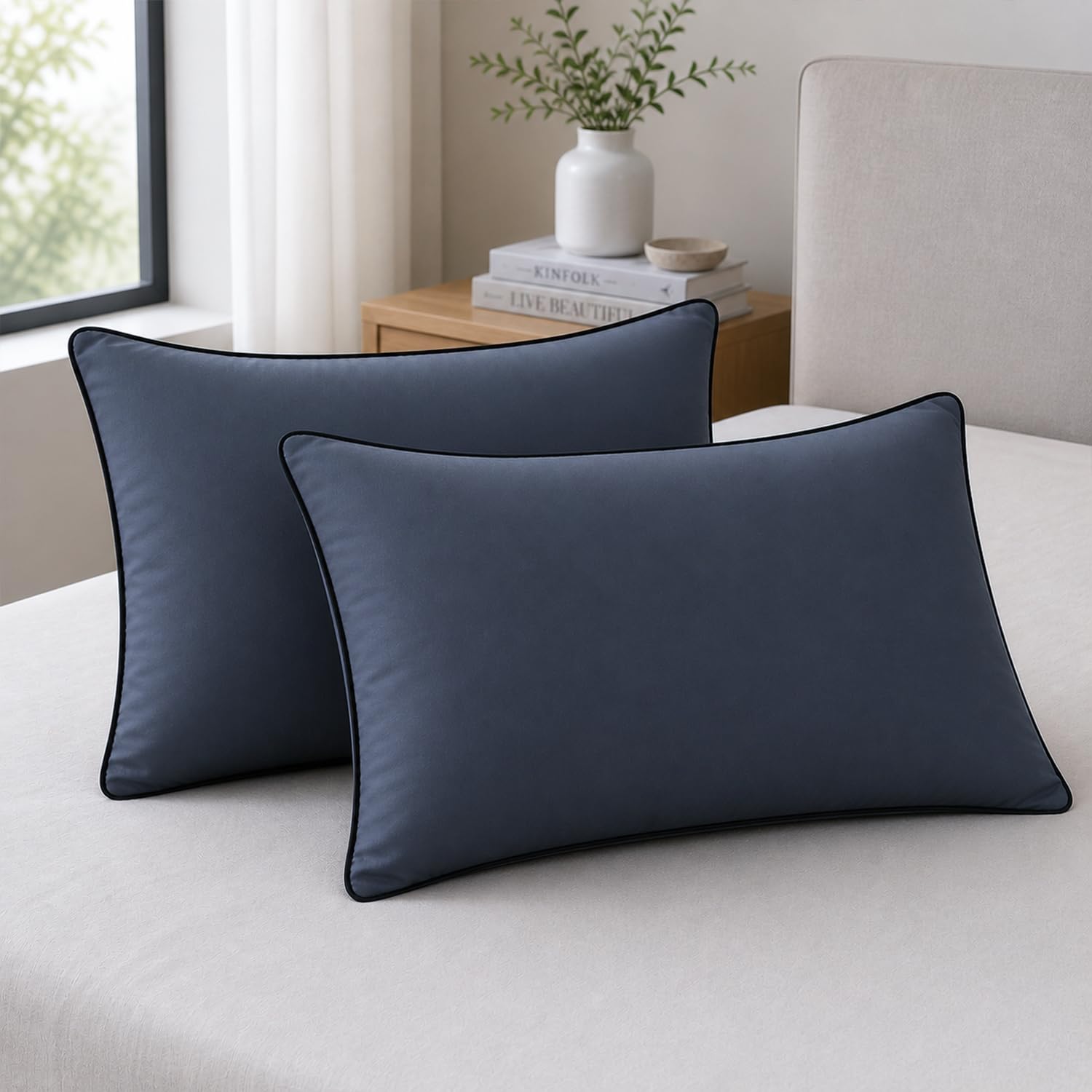 AYKA Premium Microfiber Pillow for Sleeping | Super Soft & Fluffy Bed Pillow | 100% Virgin Microfiber Filling | Hypoallergenic, Breathable | Ideal for All Sleeping Positions 16x24 | Grey | Set of 2-image-10