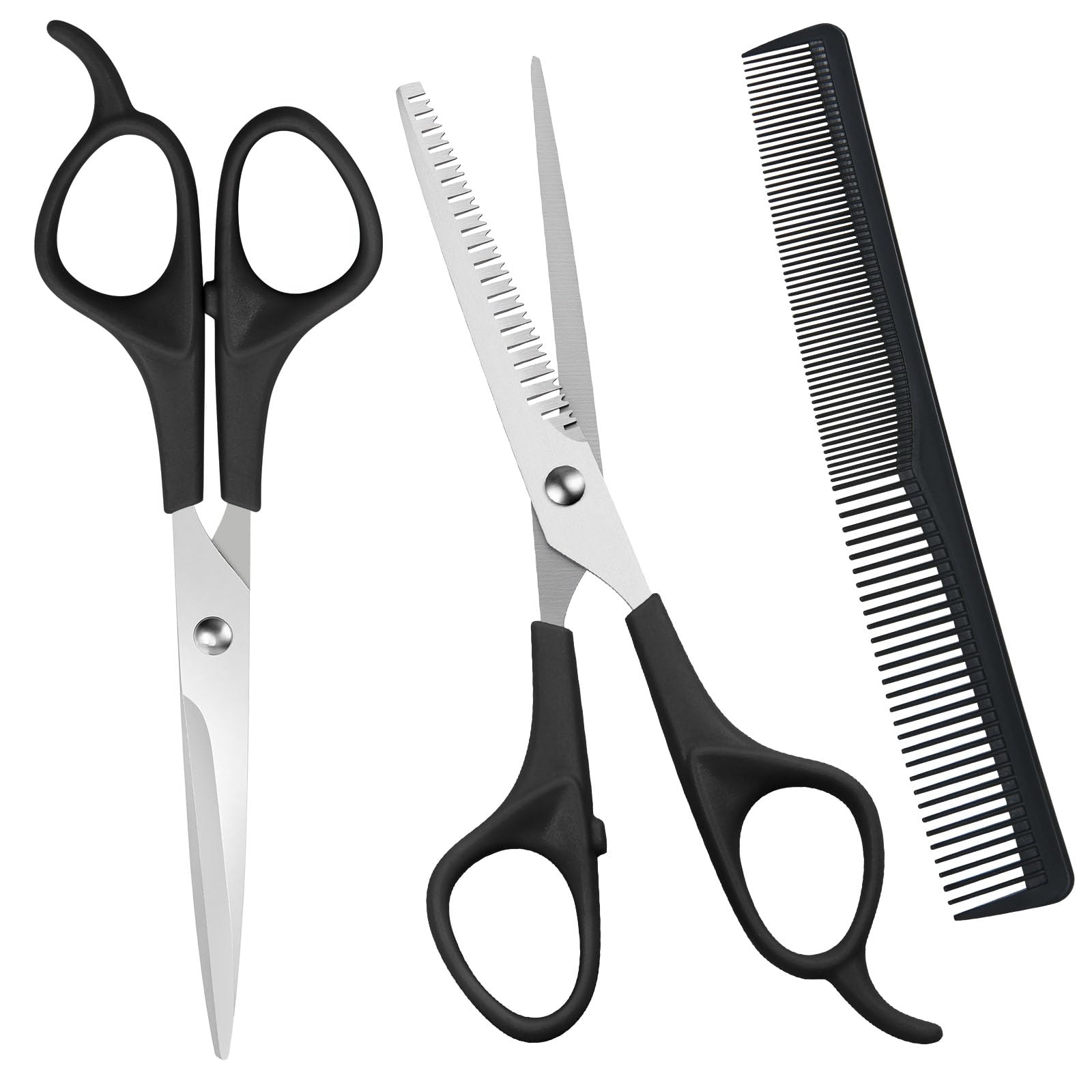 Profesional Tijeras Peluqueria 6,5 Pulgadas Acero Inoxidable Entresacar Kit Completo Negro
