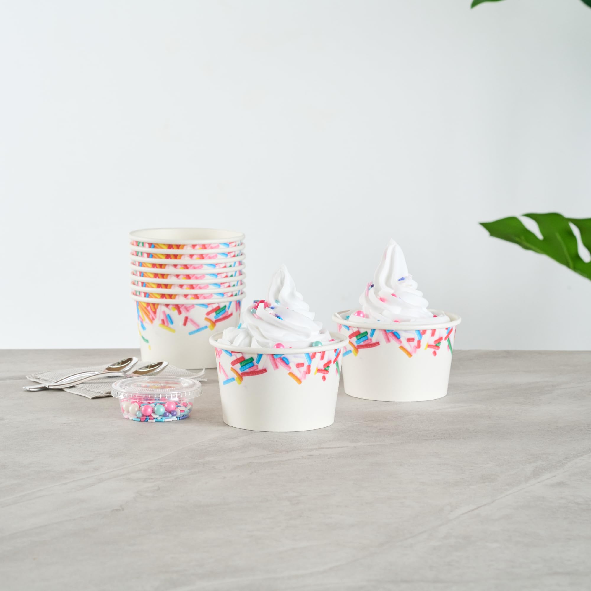 Restaurantware Eisbecher 200 Stück 226.8 g auslaufsichere Einweg-Dessertschale Frozen Joghurtbecher runder Papierbehälter für kalte und heiße Desserts