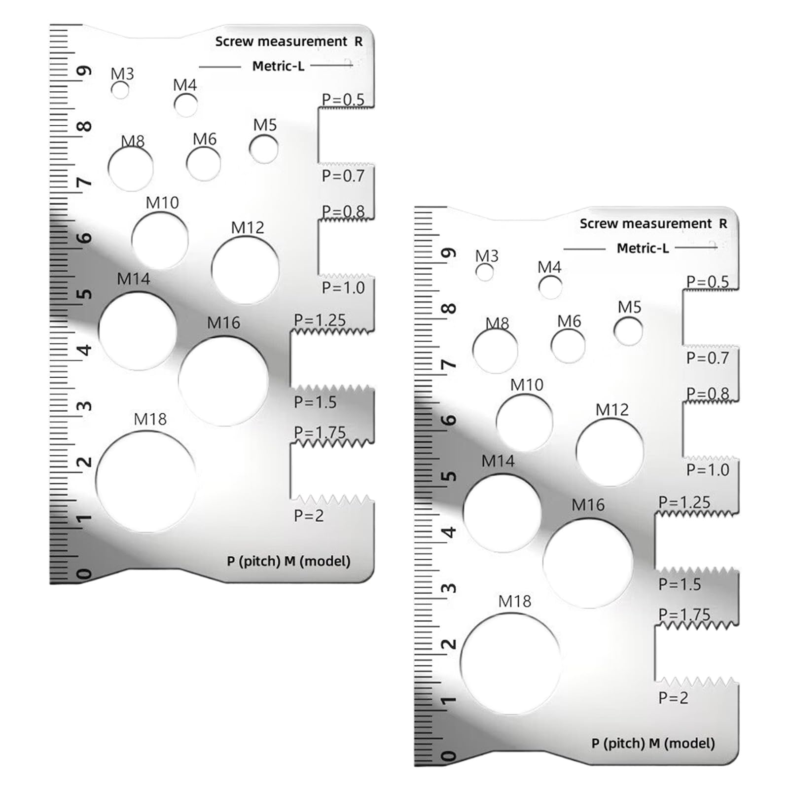 Misuratore di passo filettato multifunzione per misurare con precisione il diametro della vite, strumento di misurazione delle viti, tabella delle dimensioni delle viti