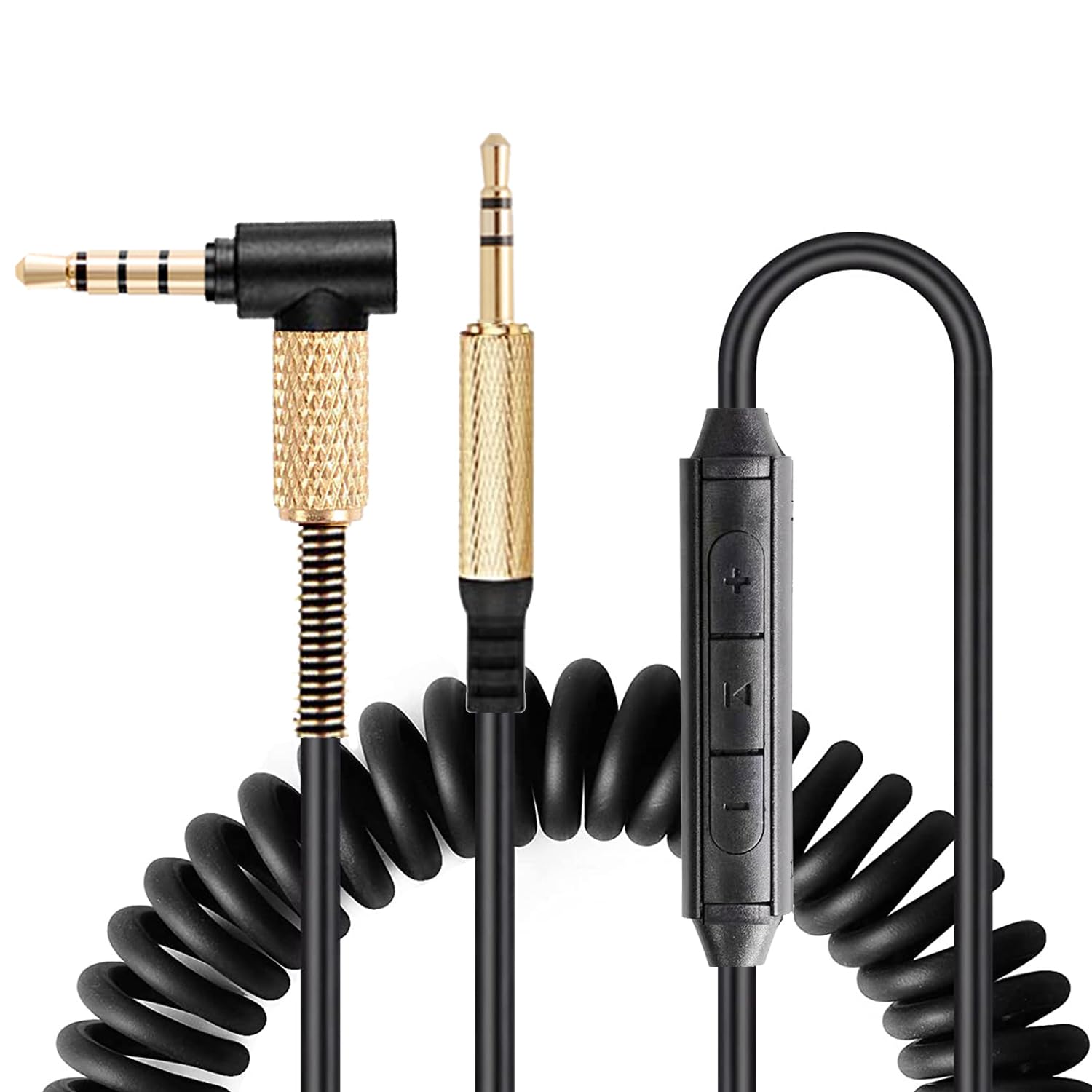 FAAEAL QC45 Coiled Audio Cable Replacement for Bose QC35 QC25 NC700 JBL E45BT E55BT E65BTNC 750NC Headphones, 2.5mm to 3.5mm(1/8”) in-line Mic Control